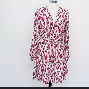 Elegant Abstract Midi Dress in pink and White